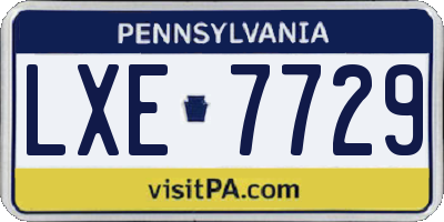 PA license plate LXE7729