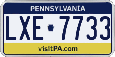 PA license plate LXE7733