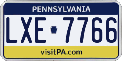 PA license plate LXE7766