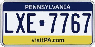 PA license plate LXE7767