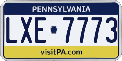 PA license plate LXE7773