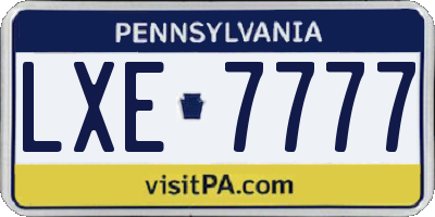 PA license plate LXE7777
