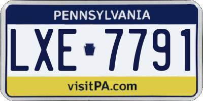 PA license plate LXE7791
