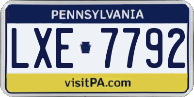 PA license plate LXE7792