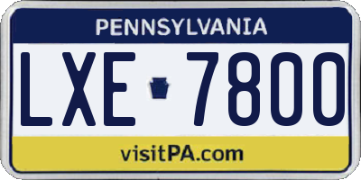 PA license plate LXE7800