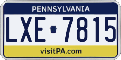 PA license plate LXE7815