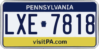 PA license plate LXE7818