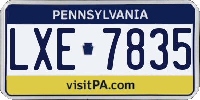 PA license plate LXE7835