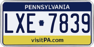 PA license plate LXE7839