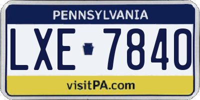 PA license plate LXE7840
