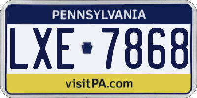 PA license plate LXE7868