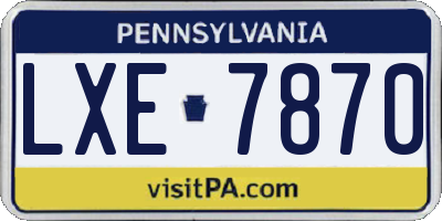 PA license plate LXE7870