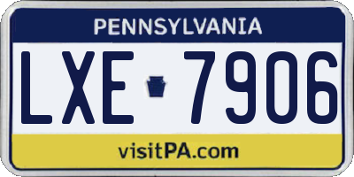 PA license plate LXE7906