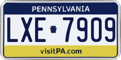 PA license plate LXE7909