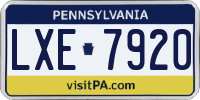 PA license plate LXE7920