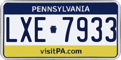 PA license plate LXE7933