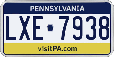 PA license plate LXE7938
