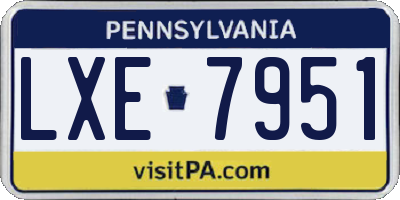 PA license plate LXE7951