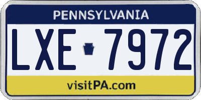 PA license plate LXE7972