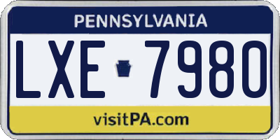 PA license plate LXE7980