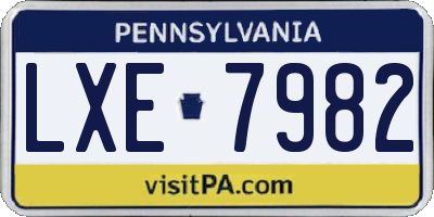 PA license plate LXE7982