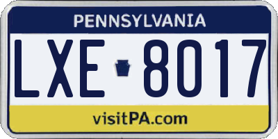 PA license plate LXE8017