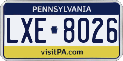 PA license plate LXE8026