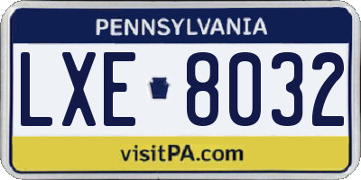 PA license plate LXE8032