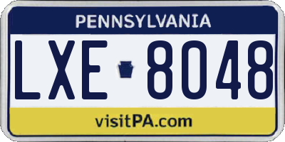 PA license plate LXE8048