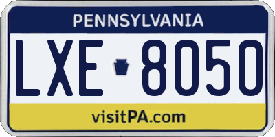 PA license plate LXE8050
