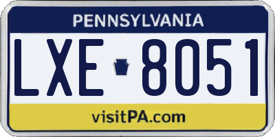 PA license plate LXE8051