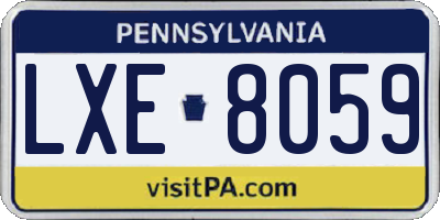 PA license plate LXE8059
