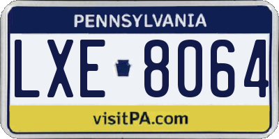 PA license plate LXE8064