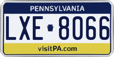 PA license plate LXE8066
