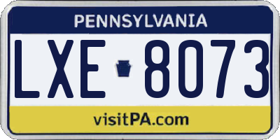 PA license plate LXE8073