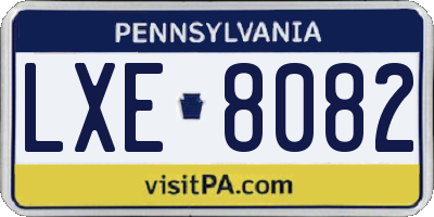 PA license plate LXE8082