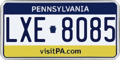 PA license plate LXE8085