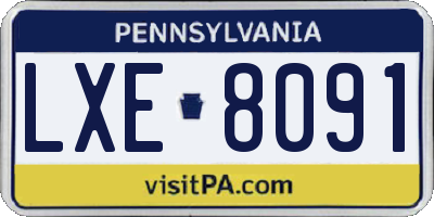 PA license plate LXE8091