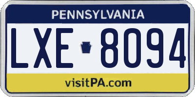 PA license plate LXE8094