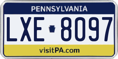 PA license plate LXE8097