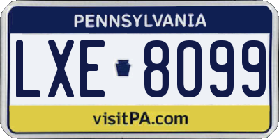 PA license plate LXE8099