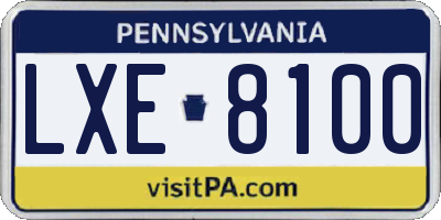 PA license plate LXE8100