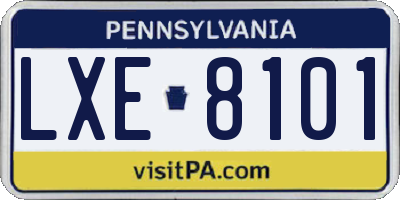 PA license plate LXE8101