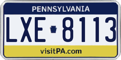 PA license plate LXE8113