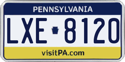 PA license plate LXE8120
