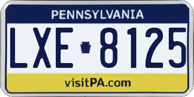 PA license plate LXE8125