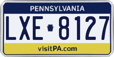 PA license plate LXE8127