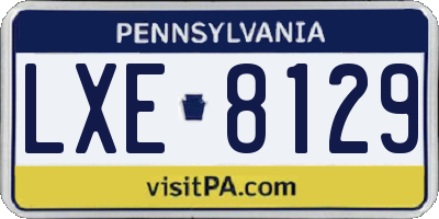 PA license plate LXE8129
