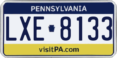 PA license plate LXE8133