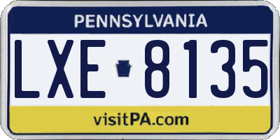 PA license plate LXE8135